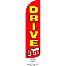 DRIVE THRU - Windless Swooper Flag 3x11.5 ft Tall Feather Banner Sign rq