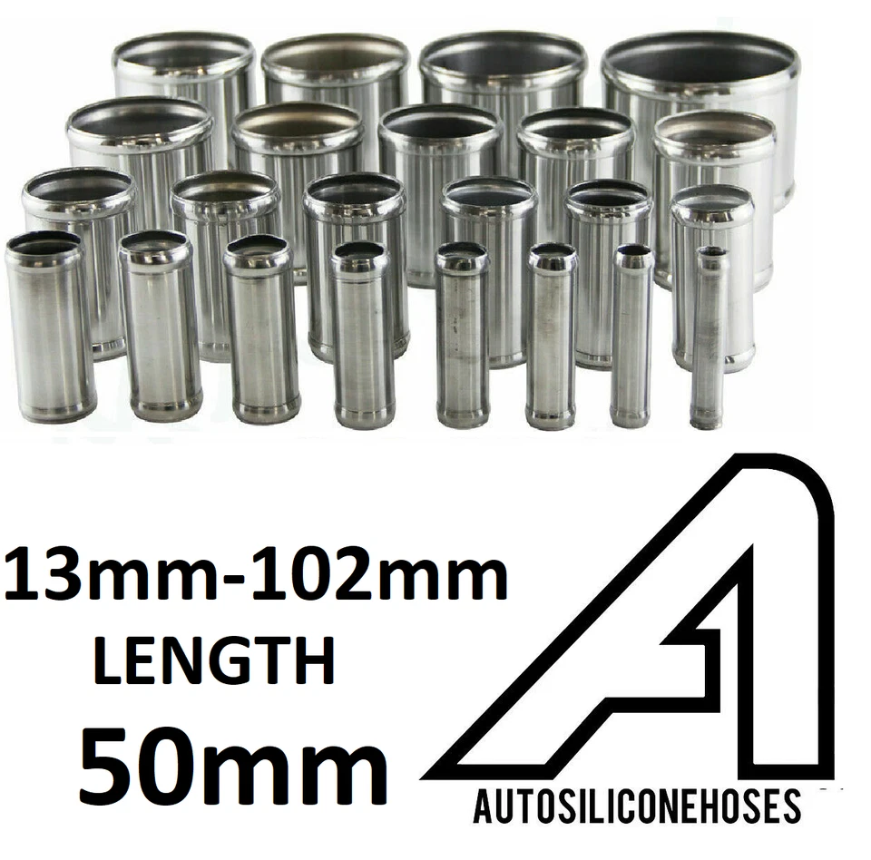 AUTOSILICONEHOSES Alloy Hose Joiners 50mm Metal Connector Swaged Aluminium Silicone Pipe 2 inches