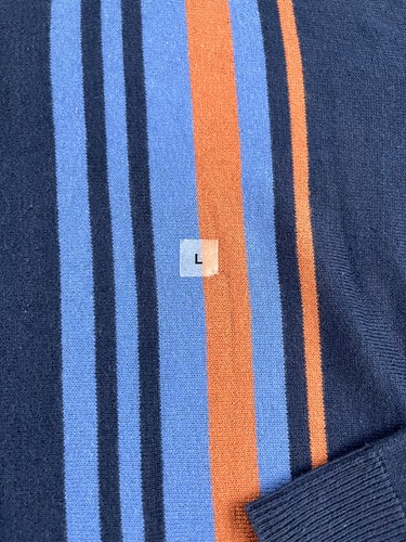 Express Sweater Blue Striped Merino Wool Blend Men's Large Knit Quarter Zip NWT - Picture 2 of 11