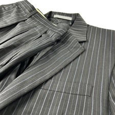 Hickey Freeman x Loro Piana Men  s Wool Suit Gray Stripe   USA   42L  38x31