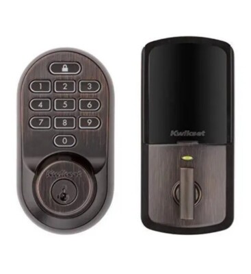 Kwikset Halo Wi-Fi Smart Door Lock, Keypad Entry Deadbolt w/ SmartKey - Bronze