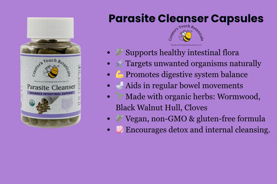 Parasite Cleanser Capsules – 60 Veg Caps | Wormwood, Black Walnut, Clove | - Image 4 of 4