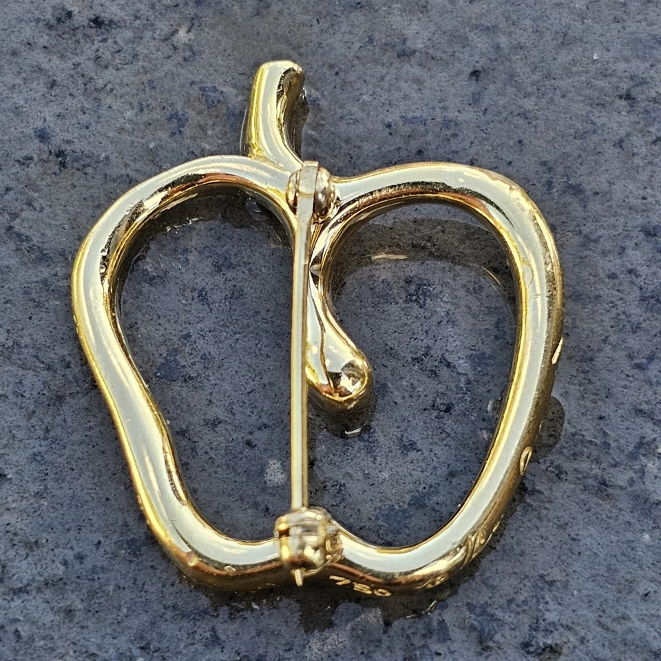 Broche prendedor Tiffany & Co. Apple Elsa Peretti oro amarillo 18k vintage 1,25" Foto 3 de 4