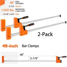 Jorgensen 48'' Bar Clamps 90°Cabinet Master Parallel Jaw Bar Clamp Set 2-pack