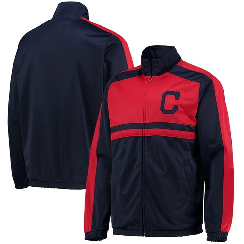 Men's Cleveland Indians G-III Sports by Carl Banks Navy Full-Zip Track Jacket M - Picture 2 of 5