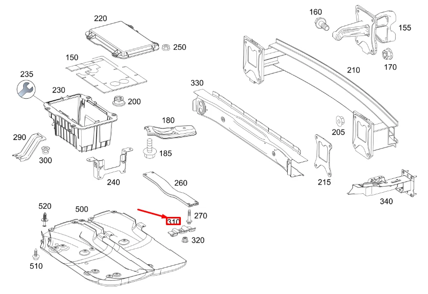 MB GLE W167 Rear End Floor Rail Mounting Plate A1676164900 NEW 