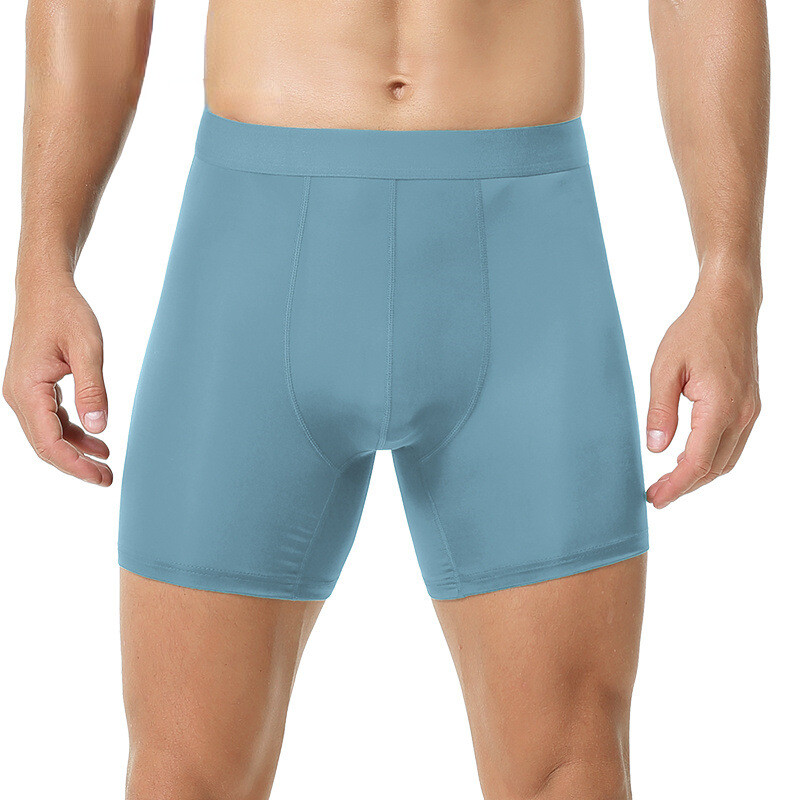 Men's Sport Underwear Long Leg Boxer Shorts Ice Silk Stretch Panties
