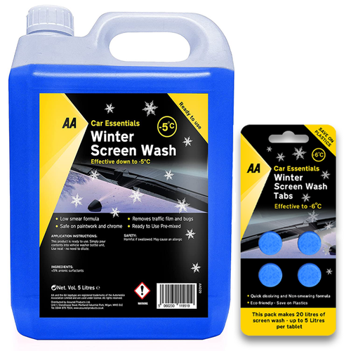 Winter Screen Wash 5L with 4 x Screenwash Tabs makes extra 20L AA Car