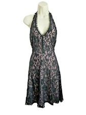 ELIZA J Dress 6 Halter Black Lace Over Pink Lining