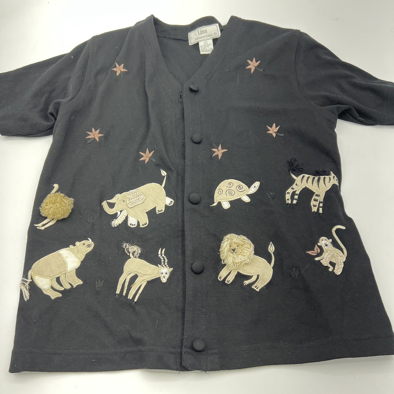 Lisa International patchwork Button Up Blouse Emb… - image 1