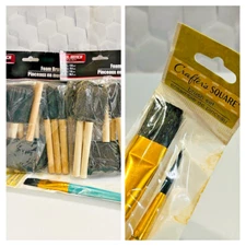 Tool Bench Lot of 16 Wood Handle 1"- 4" Foam Paint Brushes Arts/Crafts + 2 Brush