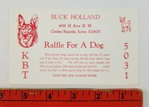 Vintage 1970's QSL Radio Card Dog Raffle H Ave. Cedar Rapids Iowa