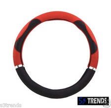 Vinyl Standard Steering Wheel Cover Protect Red Black Comfort Grip Chrome Car