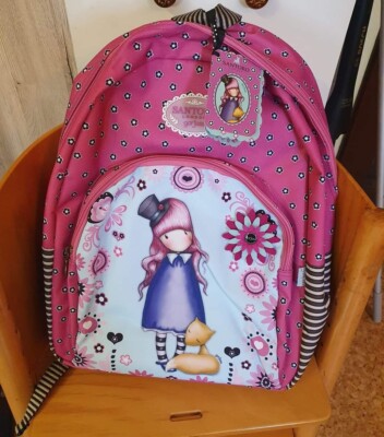 Santoro London Rucksack groß Mädchen Fuchs Pink Lila Gestreift