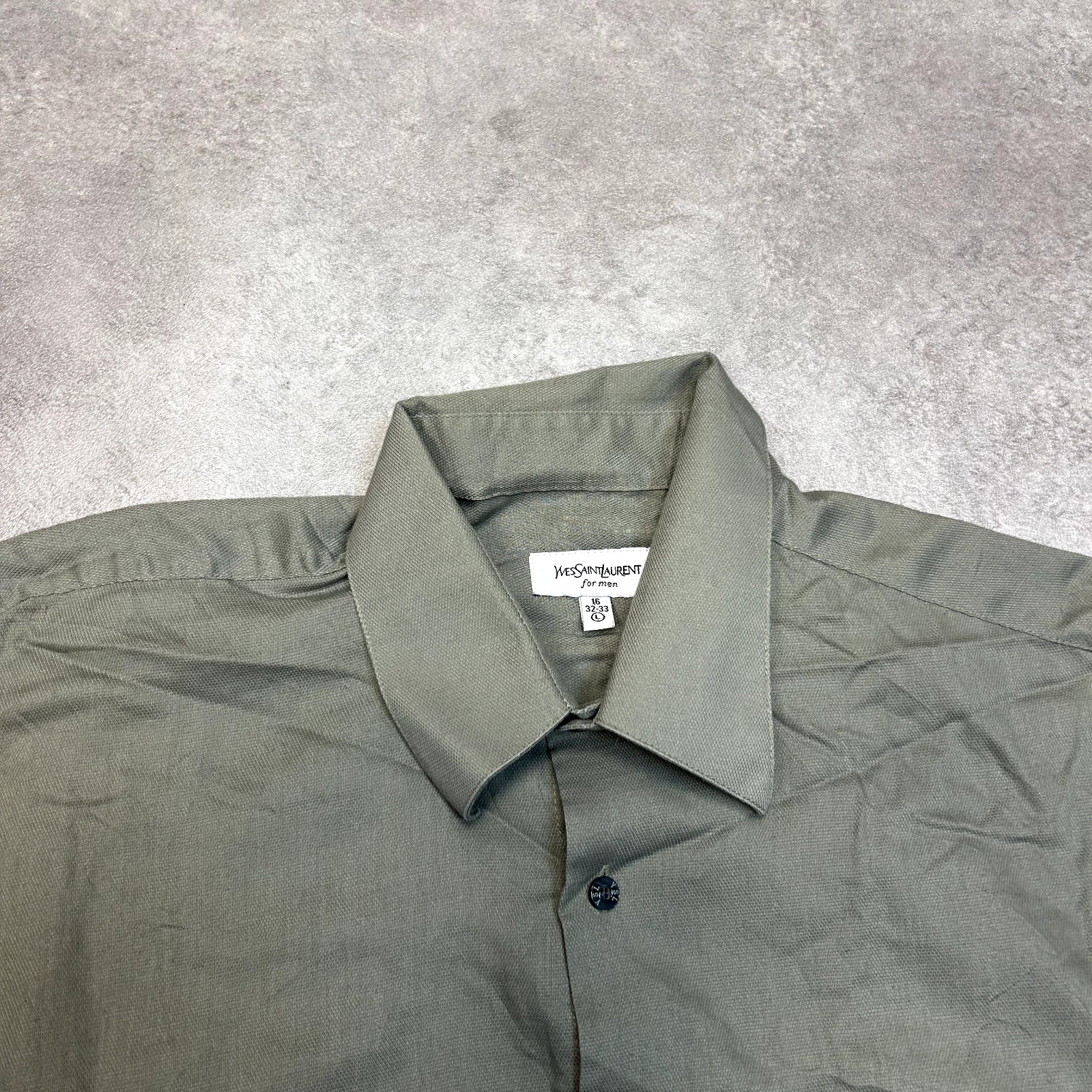Yves Saint Laurent Shirt Mens Large USA Long Sleeve Button Up Top, Green image 3