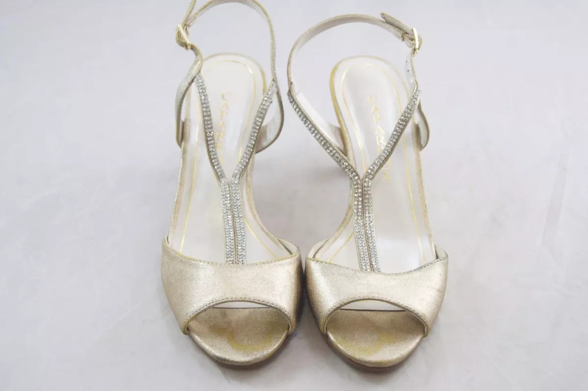 Caparros Delicia T Strap Evening Sandals Women Shoes Gold Metallic 7.5