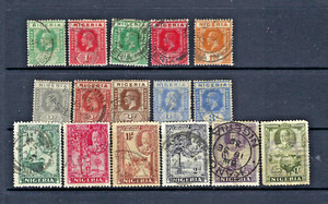 Nigeria 1914-36, #1-2, 18a, 19b, 20, 21a, 22-24, 26, 38-41, 44-45 USED Assortent