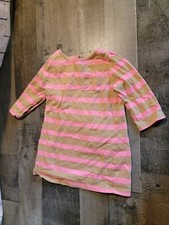 Baby Gap Youth shirt dress brown pink striped