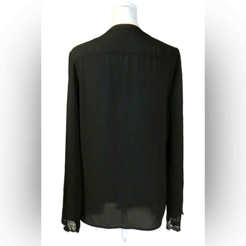 Jealous Tomato Sheer Open Blouse with Lace Cuffs Women’s S Black Long Sleeve - Picture 4 of 8