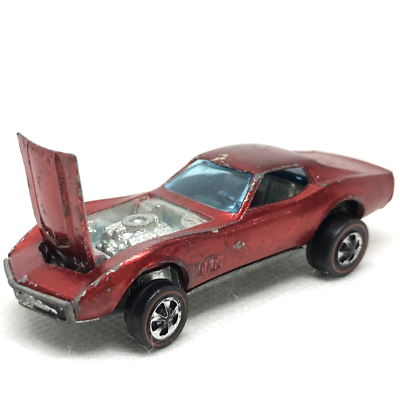 Hot Wheels Redline Custom Corvette 1967 Red Gray Int. Made In Hong