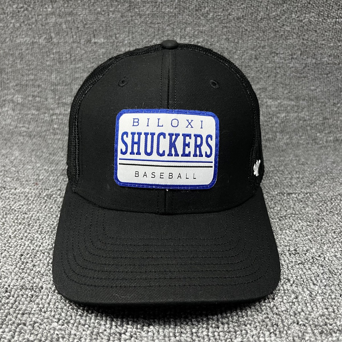 Biloxi Shuckers '47 Brand Trucker Hat Snapback Black Mesh MiLB Baseball Cap NEW