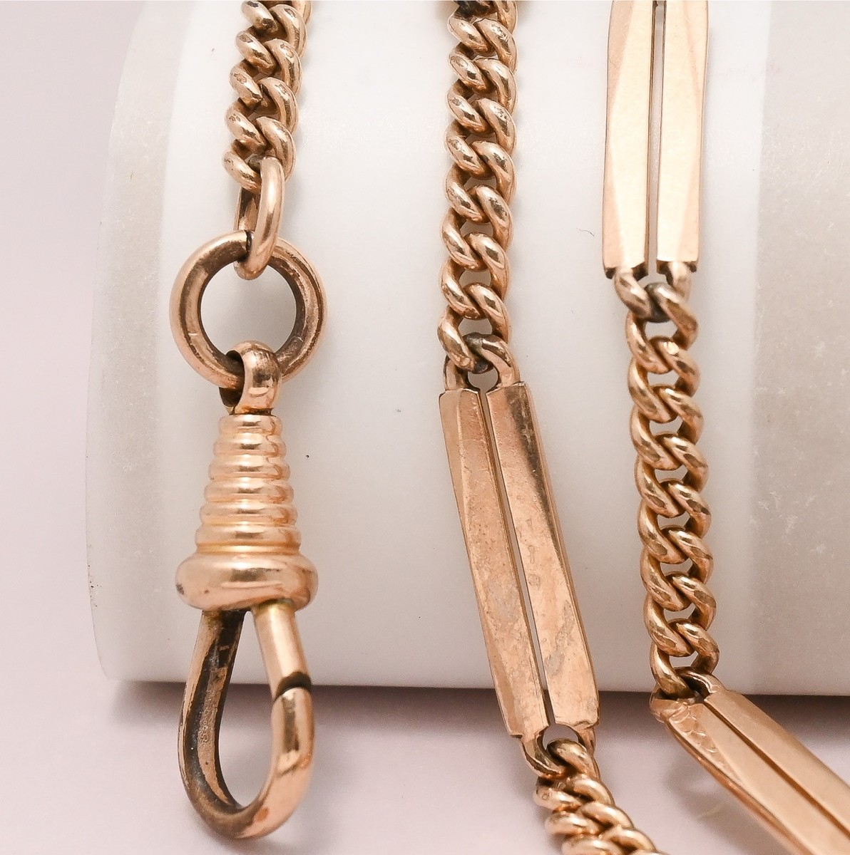 Antique Victorian Rose Gold Filled Figaro Bar Link Chain 17