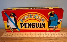1988 Vintage Metal Tin Penguin Biscuit Pencil Case 