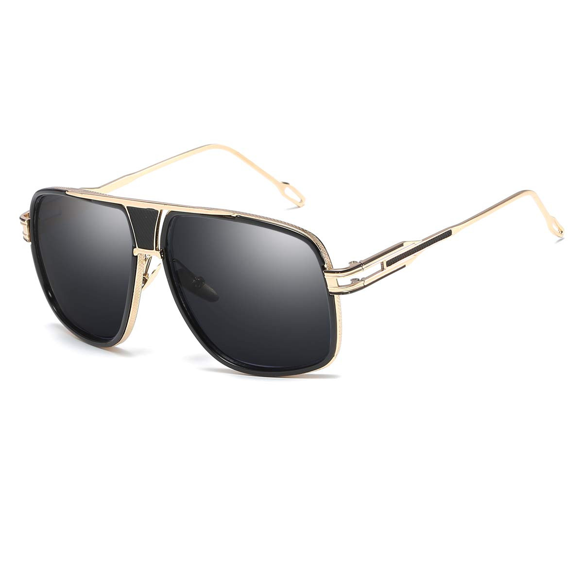 Aviator Sunglasses for Men Retro Alloy Frame Black Lens Sun Glasses-image