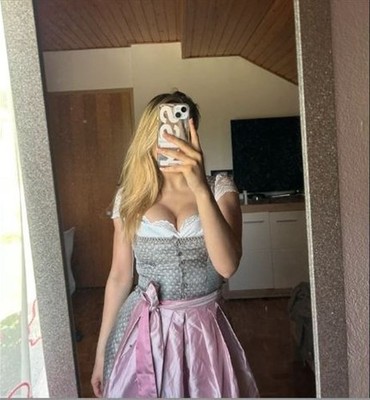 C59/ Gr. 38 Stockerpoint Bergfeuer Dirndl Midi Grau rosa mit SCHÜRZE