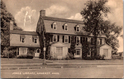 Amherst Massachusetts MA Jones Library Amity Street 1910s Postcard