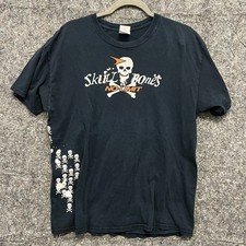 Gildan Skull & Bones No Limit Graphic T-Shirt Mens Large Black Crew Neck Cotton