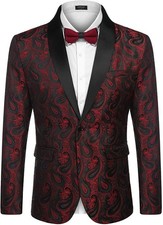 COOFANDY Mens Floral Tuxedo Jacket Paisley Shawl Lapel Suit Blazer Jacket for...