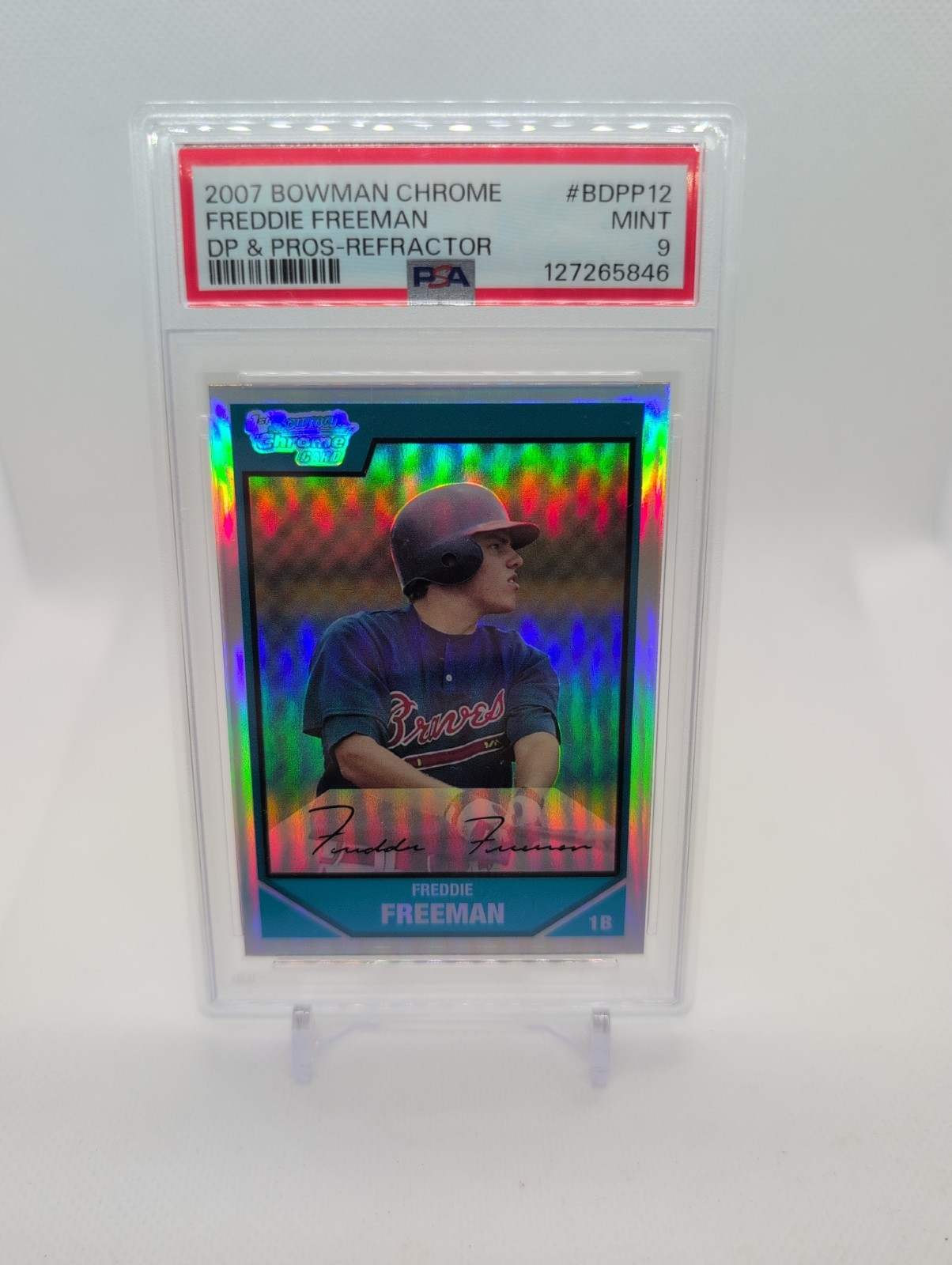 2007 Bowman Draft Picks Chrome Freddie Freeman #BDPP12 Refractor (RC) view 1