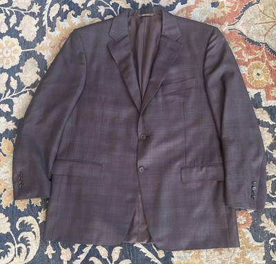 CANALI Brown Blue Plaid Wool Sport coat Jacket Blazer 46R 56 R Italy $2,895