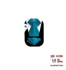 Mens Solid Ties Formal Business Woven Tie and Pocket Square Cufflinks J6-teal