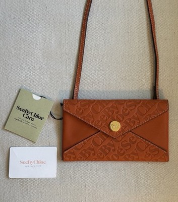 NEW See By Chloe Orange Leather Envelope Crossbody Clutch