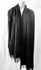 Vintage Loro Piana 100% Cashmere Scarf Black Unisex Large 78" X 28" Fringe