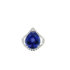 18k White Gold 7.95ctw Pear Cut Tanzanite and 1.47ctw Round and Baguette Diamond
