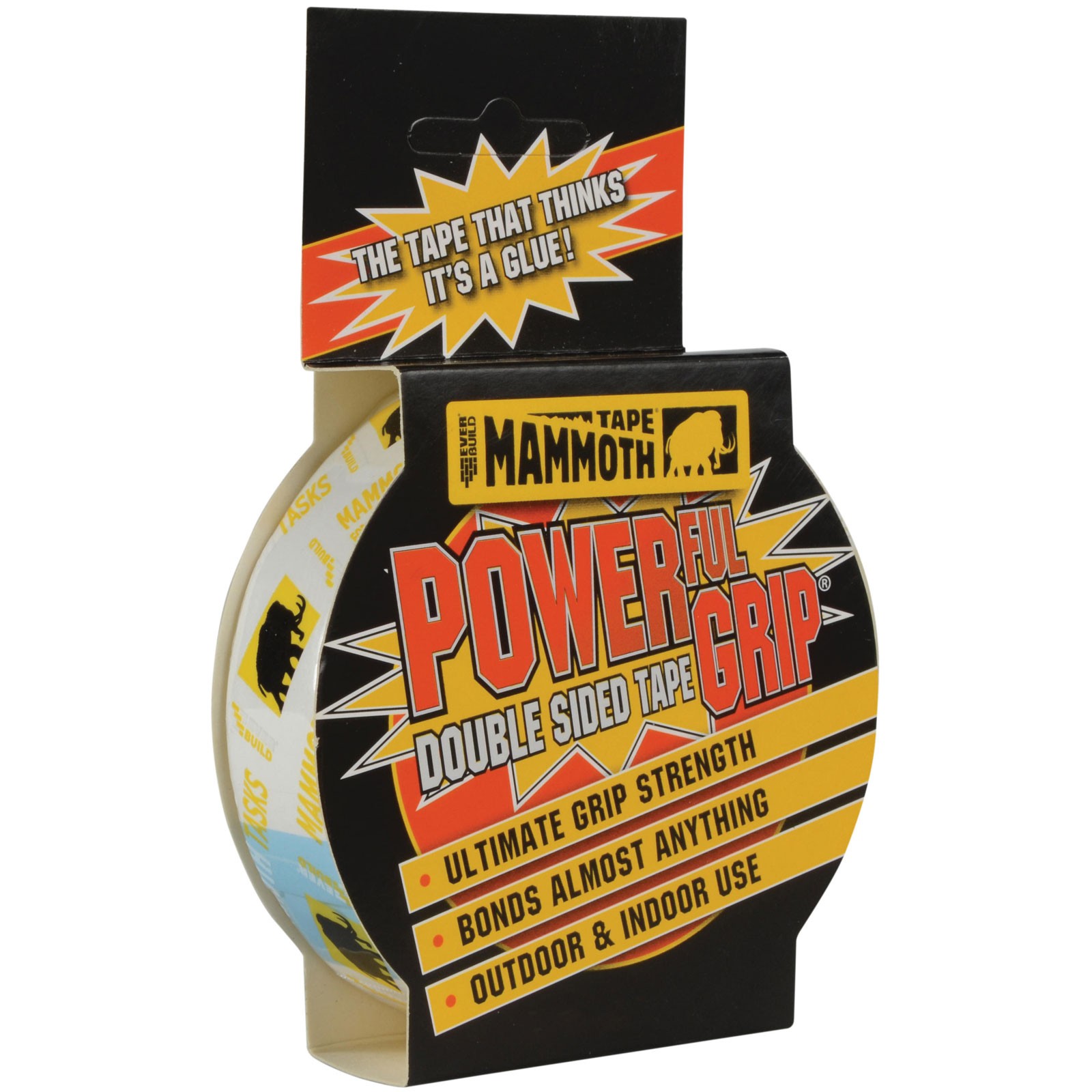 Pack of 4 EverBuild 12mm x 2.5m Mammoth Tape Powerful Grip Mounting Tape Double - Image 2