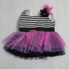 Build-a-Bear Black  White Striped Pink  Purple Tulle Skirt Dress
