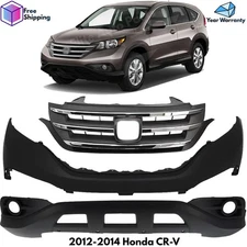 Front Bumper Cover Fascia & Grille Assembly Kit For 2012-2014 Honda CR-V