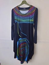 Ralston Rainbow Spiral Utas dress Size Small pockets Draped Stretch Jersey