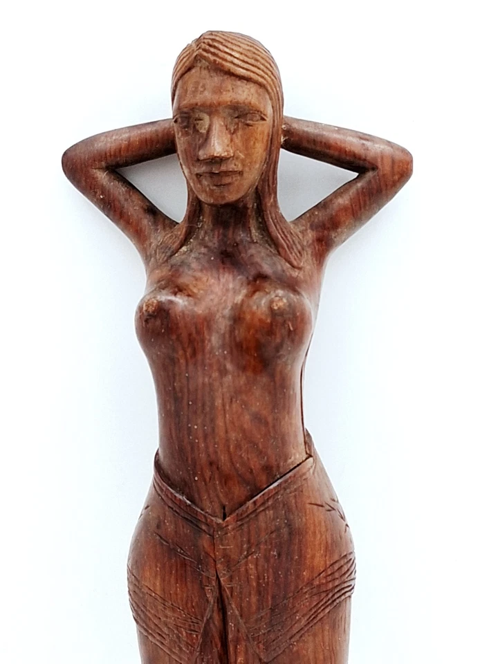 Vintage Hand Carved Wooden Nutcracker Nude Naked Lady Woman 12" Tall Mid Century - Image 2 of 4