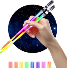 Light Up LED Chopsticks Saber Style 8 Color Modes Reusable Sushi Pair