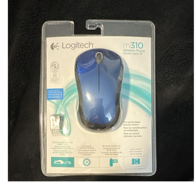 Logitech M310 Wireless Optical Mouse Blue Black USB Nano Receiver Ergonomic