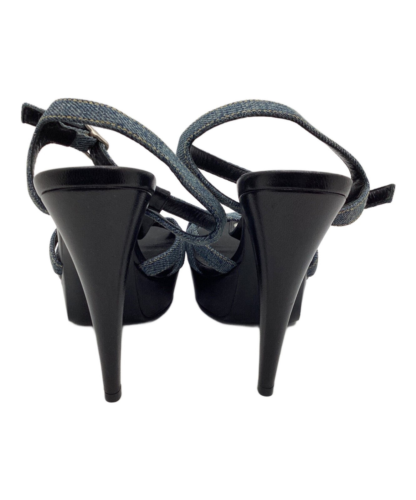 Saint Laurent Paris sandali con borchie denim nero taglia 37 donna autentici