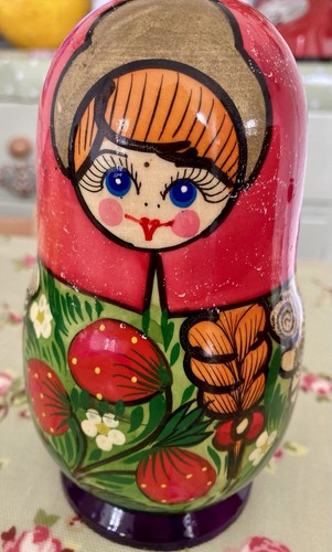 Muñecas rusas de anidación matrioska vintage pintadas a mano - nido de 5 - Imagen 3 de 6