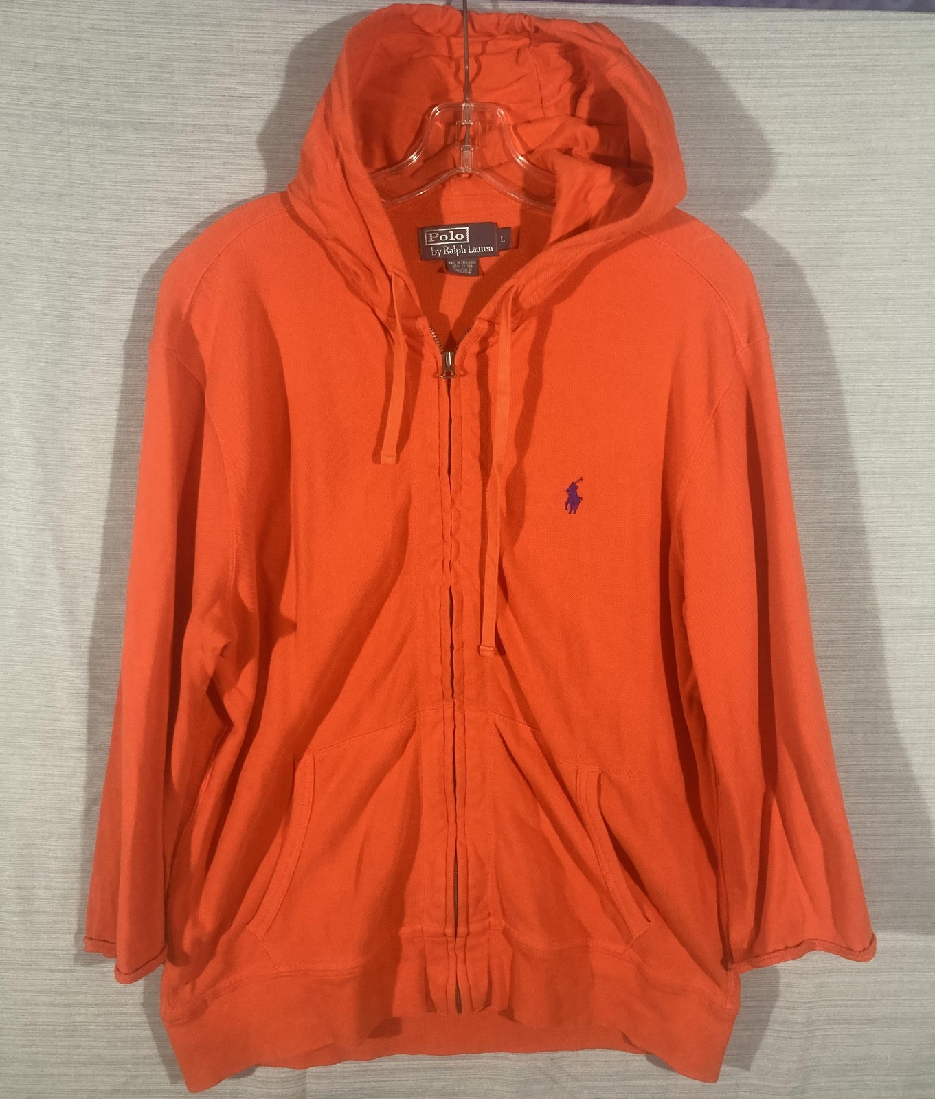 Polo Ralph Lauren felpa con cappuccio uomo grande full zip viola pony