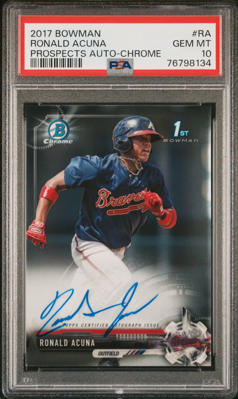 2017 Bowman Chrome Prospect Ronald Acuna Jr 1st RC Rookie Auto PSA 10