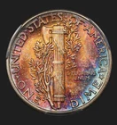 1945 P Mercury Silver Dime PCGS MS65 Gem Nice Colorful Toning Toned
